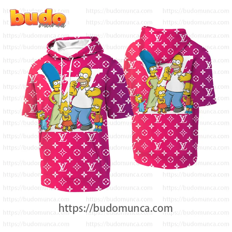 Louis vuitton and the simpsons family disney hooded short sleeve t-shirt gift uninque for kid man women